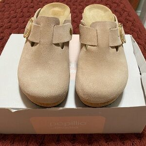Papillo by birkinstock Fanny buckle wedge clog 38 7 sand
